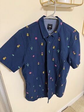 Vans Navy Short-Sleeve Button-Up Shirt